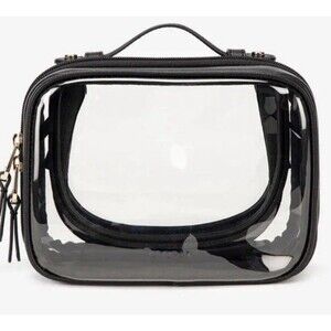 CALPAK Medium Clear Cosmetic Case Black Travel Organizer CMM2201 New + Dust Bag